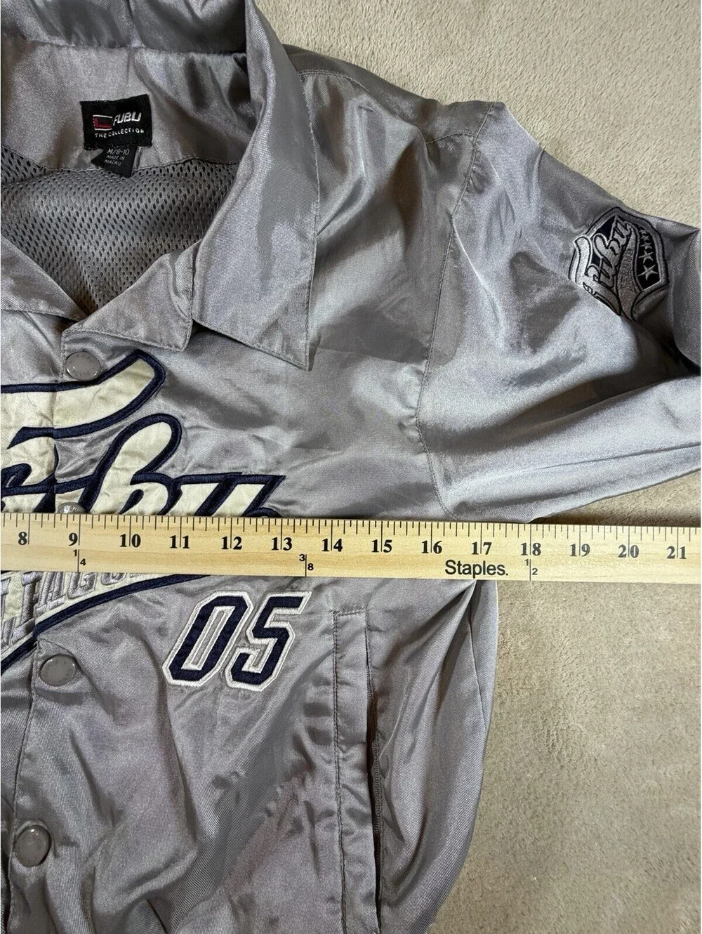 Vintage FUBU The Collection Jacket Youth M 8-10 Silver 05 Y2K Hip Hop 90s